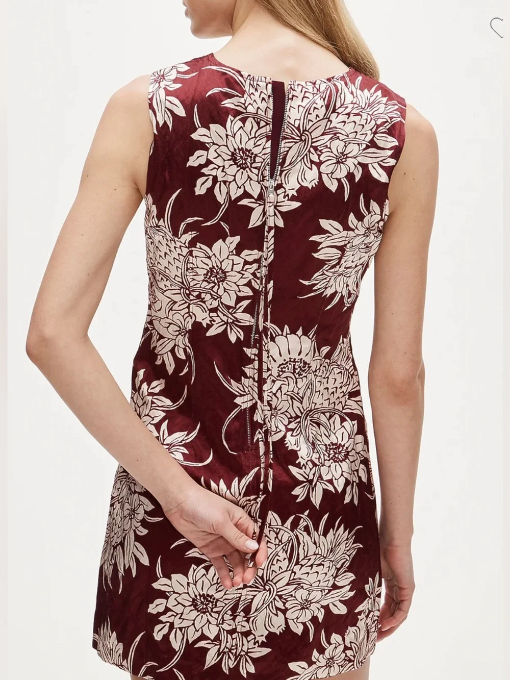 J. Crew mini shift dress in pineapple garden-print memory satin